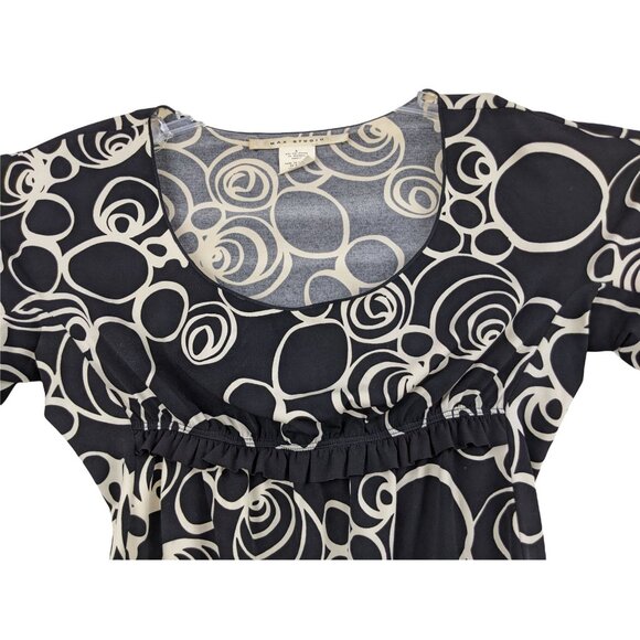 Max Studio Medium Black/Cream polyester Blend Circle Pattern Short Sleeve Top - Picture 7 of 11